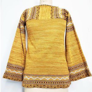 Vintage 1970s Partners from Mervyn's Womens Boho Knit Sweater Flared Sleeves